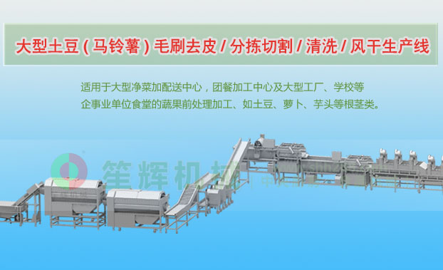 南票连续式土豆去皮清洗切割风干生产线